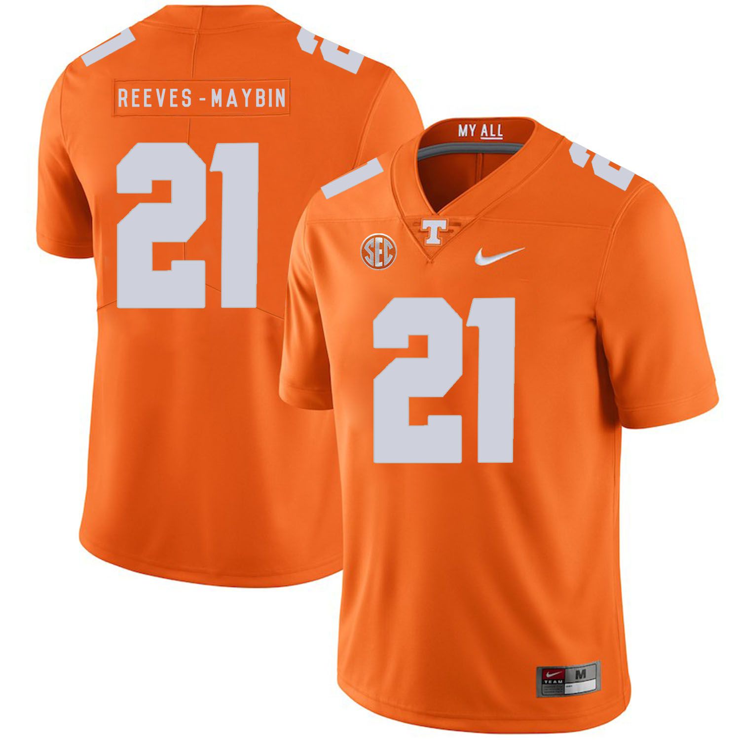 Men Tennessee Volunteers #21 Reeves-maybin Orange Customized NCAA Jerseys->customized ncaa jersey->Custom Jersey